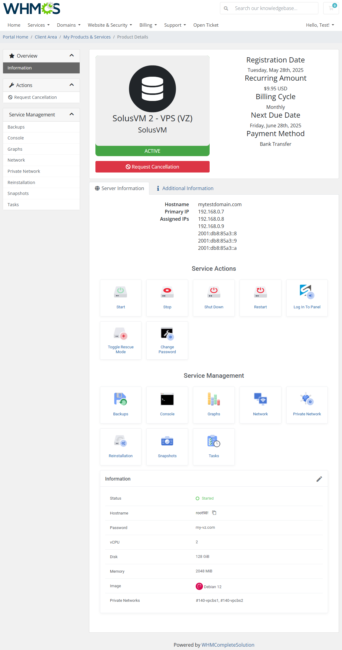 SolusVM 2 VPS & Cloud For WHMCS: Module Screenshot 3