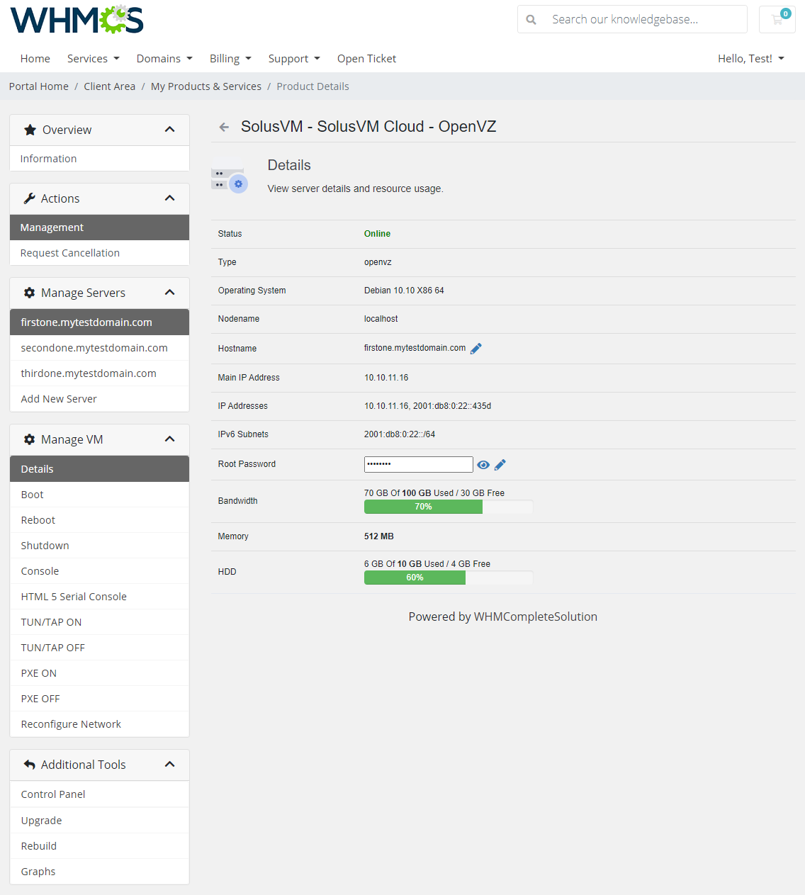 SolusVM Extended Cloud For WHMCS: Module Screenshot 3
