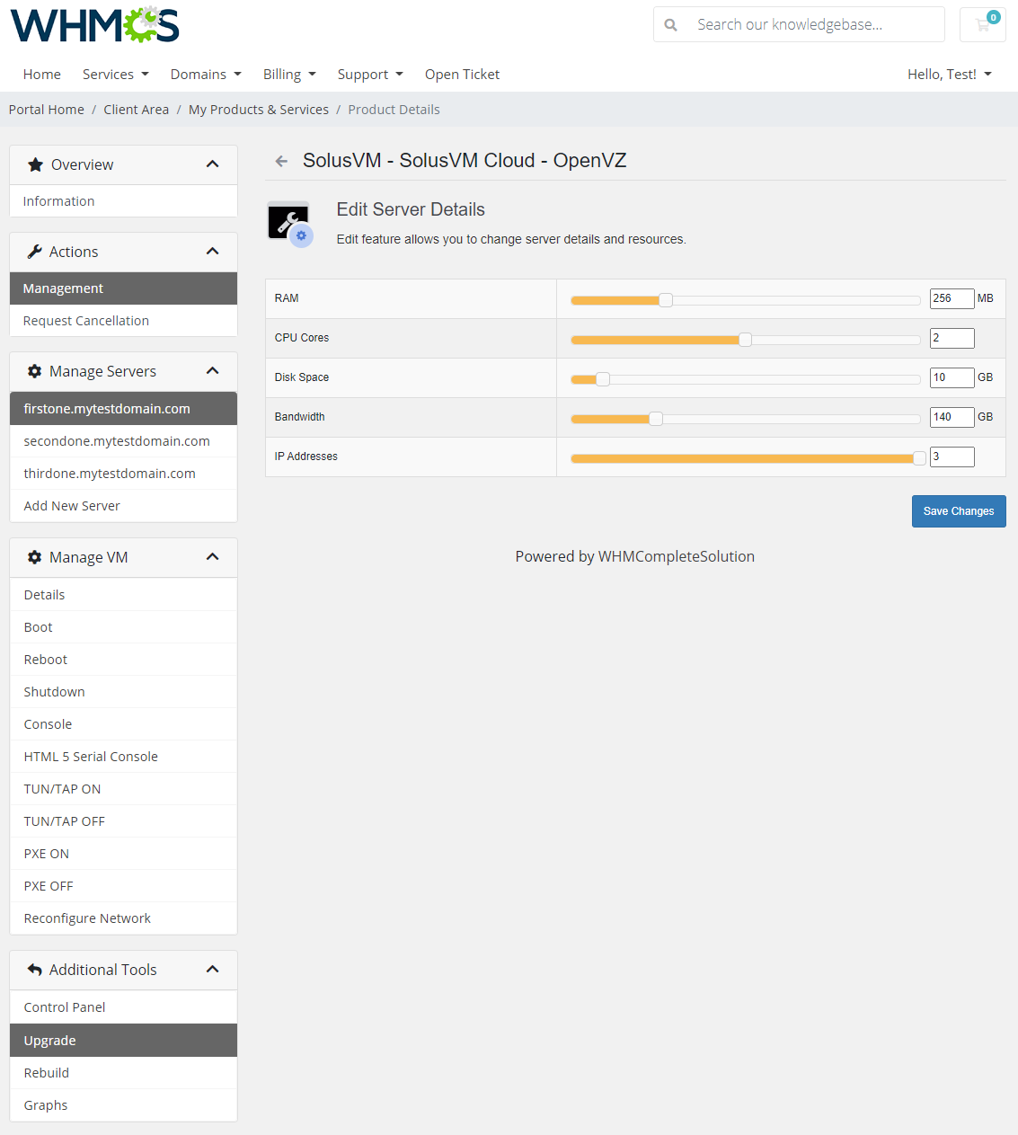 SolusVM Extended Cloud For WHMCS: Module Screenshot 5