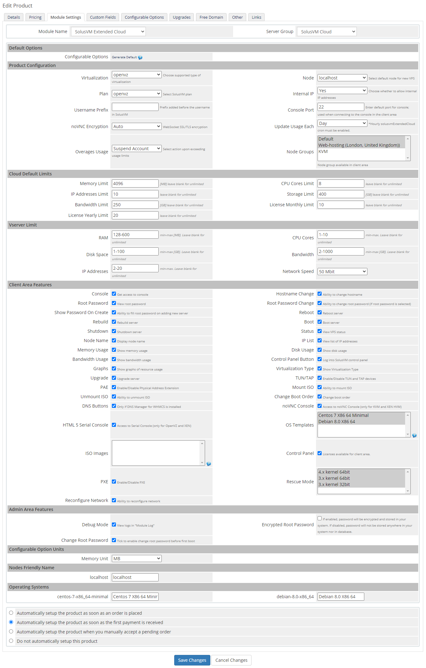 SolusVM Extended Cloud For WHMCS: Module Screenshot 11