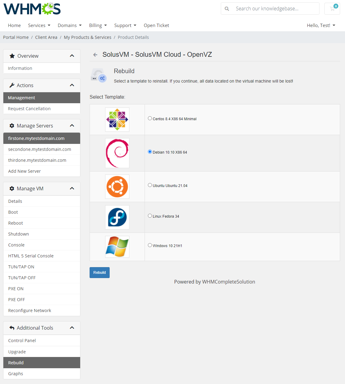 SolusVM Extended Cloud For WHMCS: Module Screenshot 6