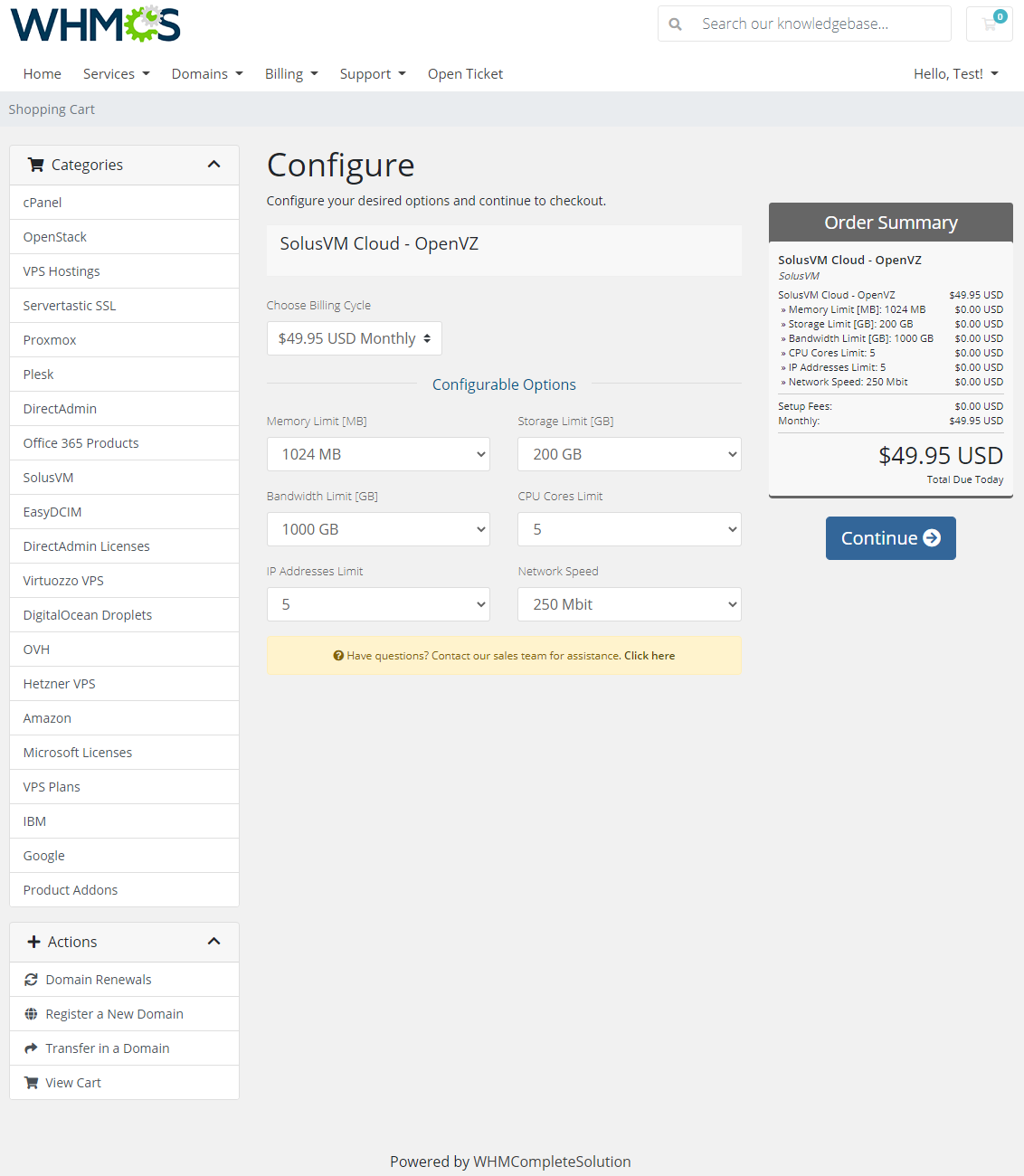 SolusVM Extended Cloud For WHMCS: Module Screenshot 9