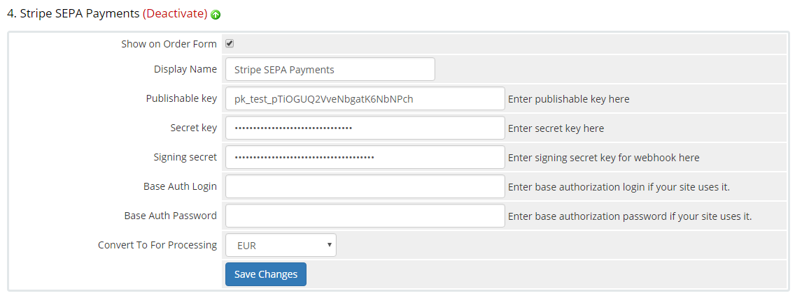 Stripe SEPA Payments For WHMCS: Screen 11