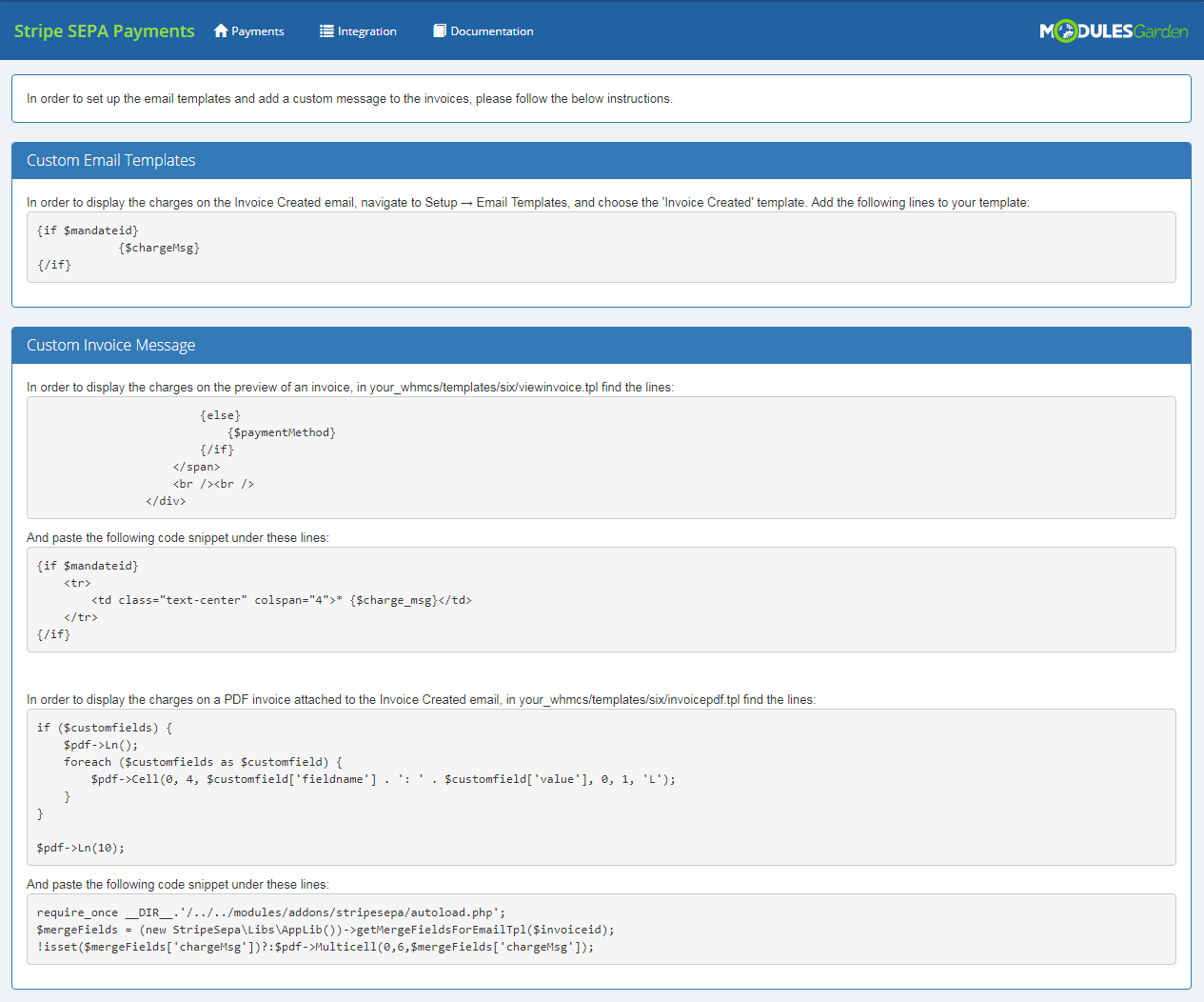 Stripe SEPA Payments For WHMCS: Screen 10