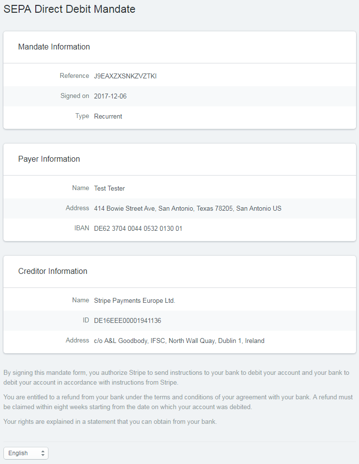 Stripe SEPA Payments For WHMCS: Screen 4