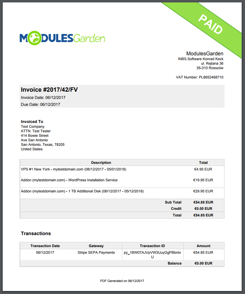 Stripe SEPA Payments For WHMCS: Screen 7