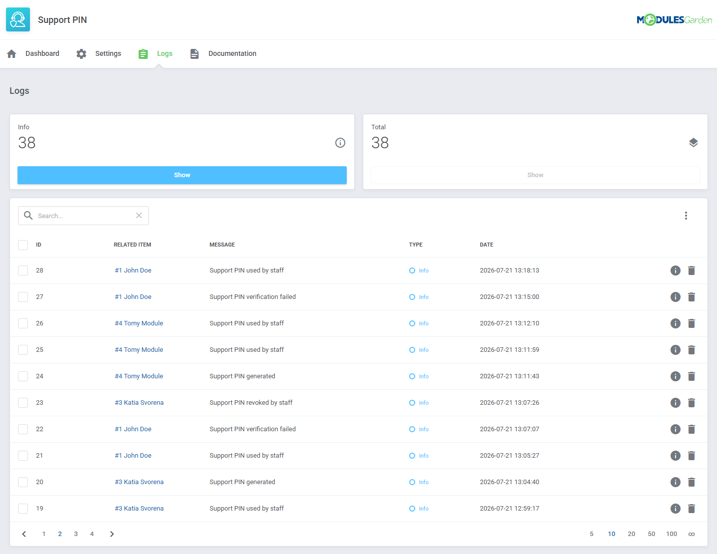 Support PIN For WHMCS: Module Screenshot 7