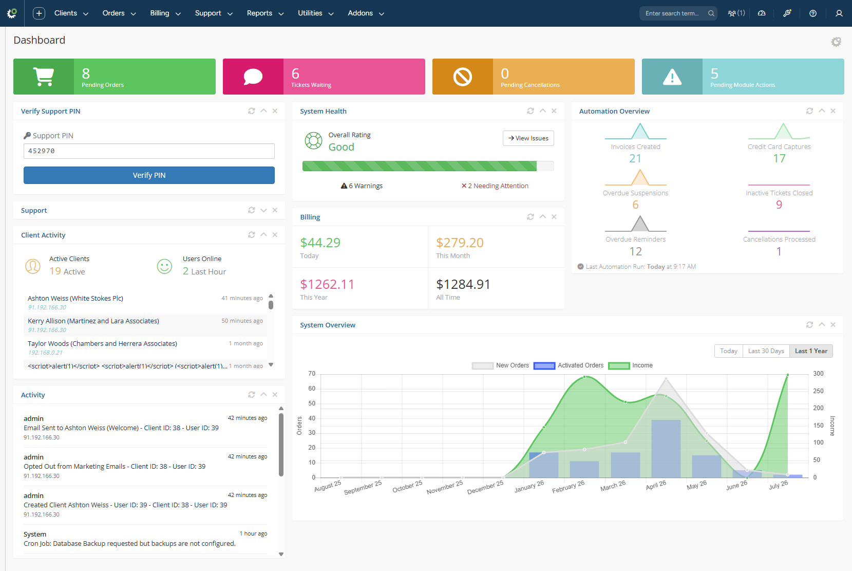 Support PIN For WHMCS: Module Screenshot 8