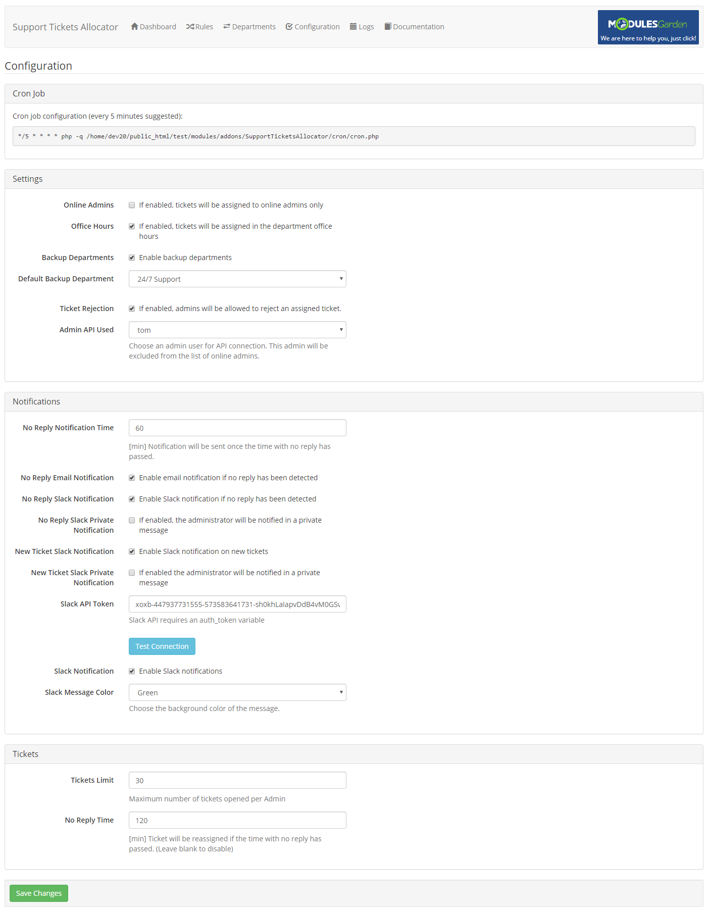 Support Tickets Allocator For WHMCS: Module Screenshot 6