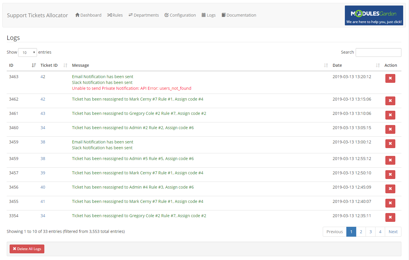 Support Tickets Allocator For WHMCS: Module Screenshot 7