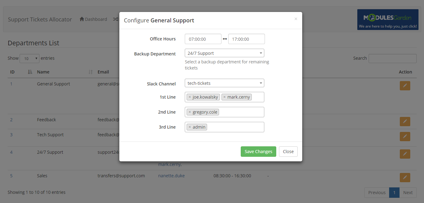 Support Tickets Allocator For WHMCS: Module Screenshot 5
