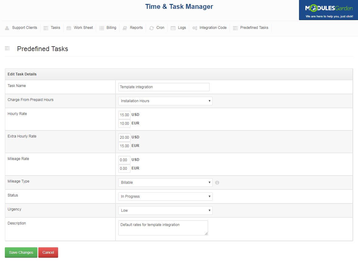 Time & Task Manager For WHMCS: Screen 16