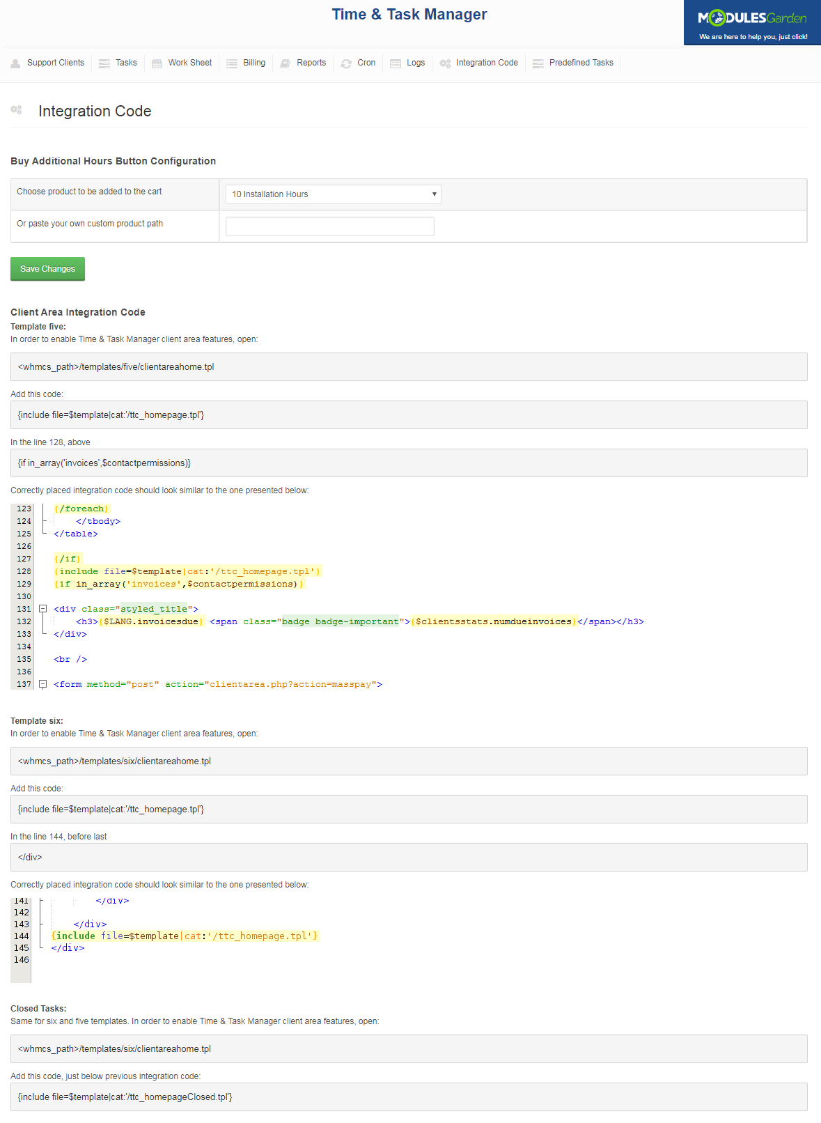 Time & Task Manager For WHMCS: Screen 18