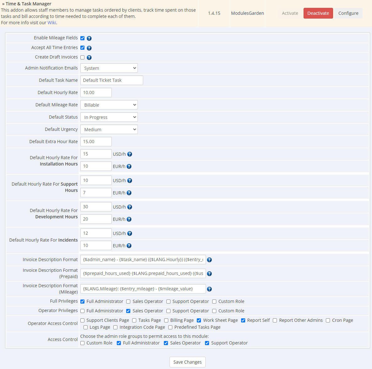 Time & Task Manager For WHMCS: Screen 19