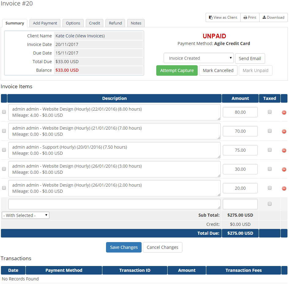 Time & Task Manager For WHMCS: Screen 9