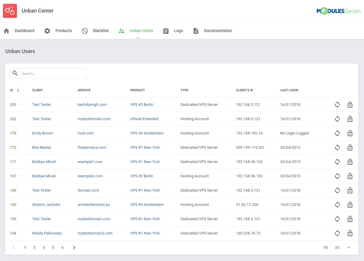Unban Center For WHMCS: Module Screenshot 10