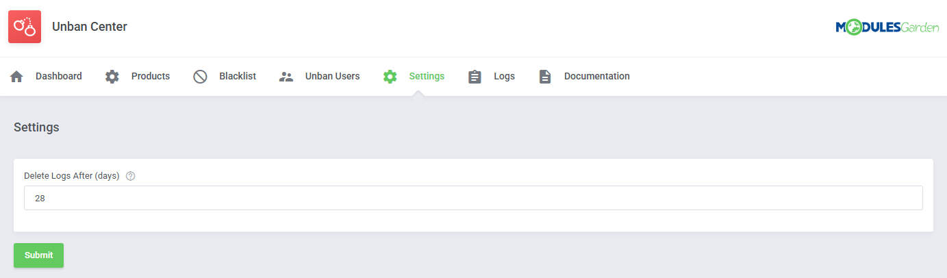 Unban Center For WHMCS: Module Screenshot 15