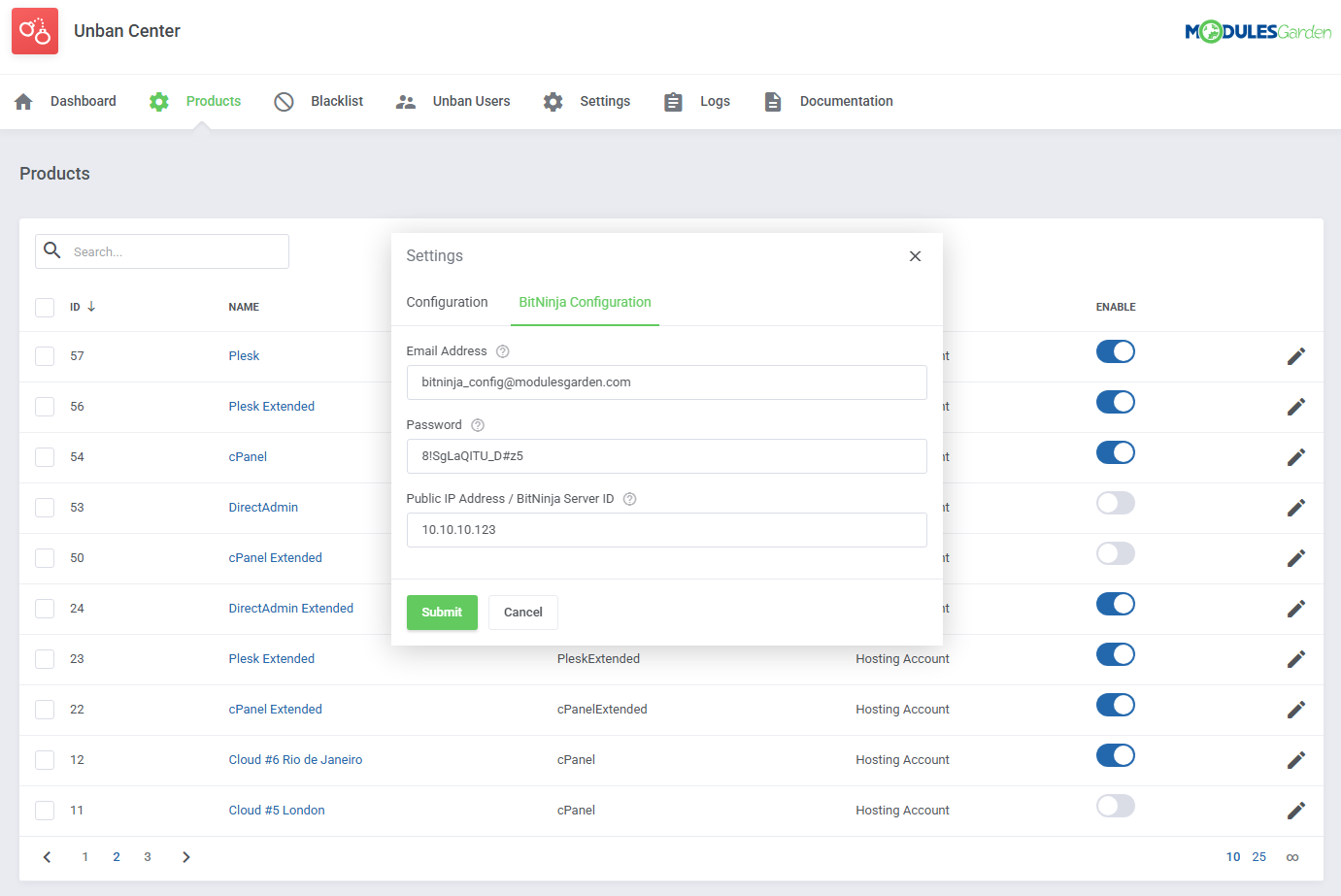Unban Center For WHMCS: Module Screenshot 9