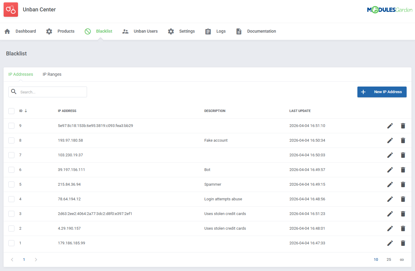Unban Center For WHMCS: Module Screenshot 10