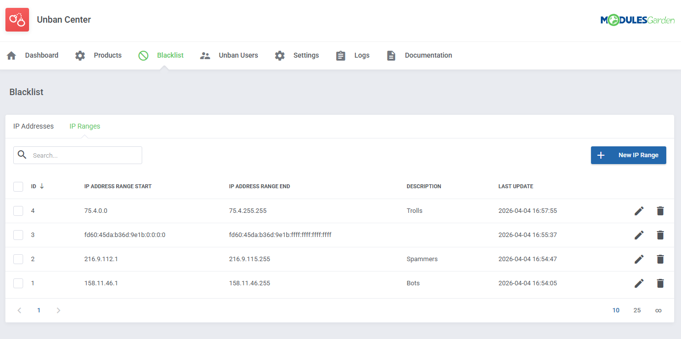 Unban Center For WHMCS: Module Screenshot 11