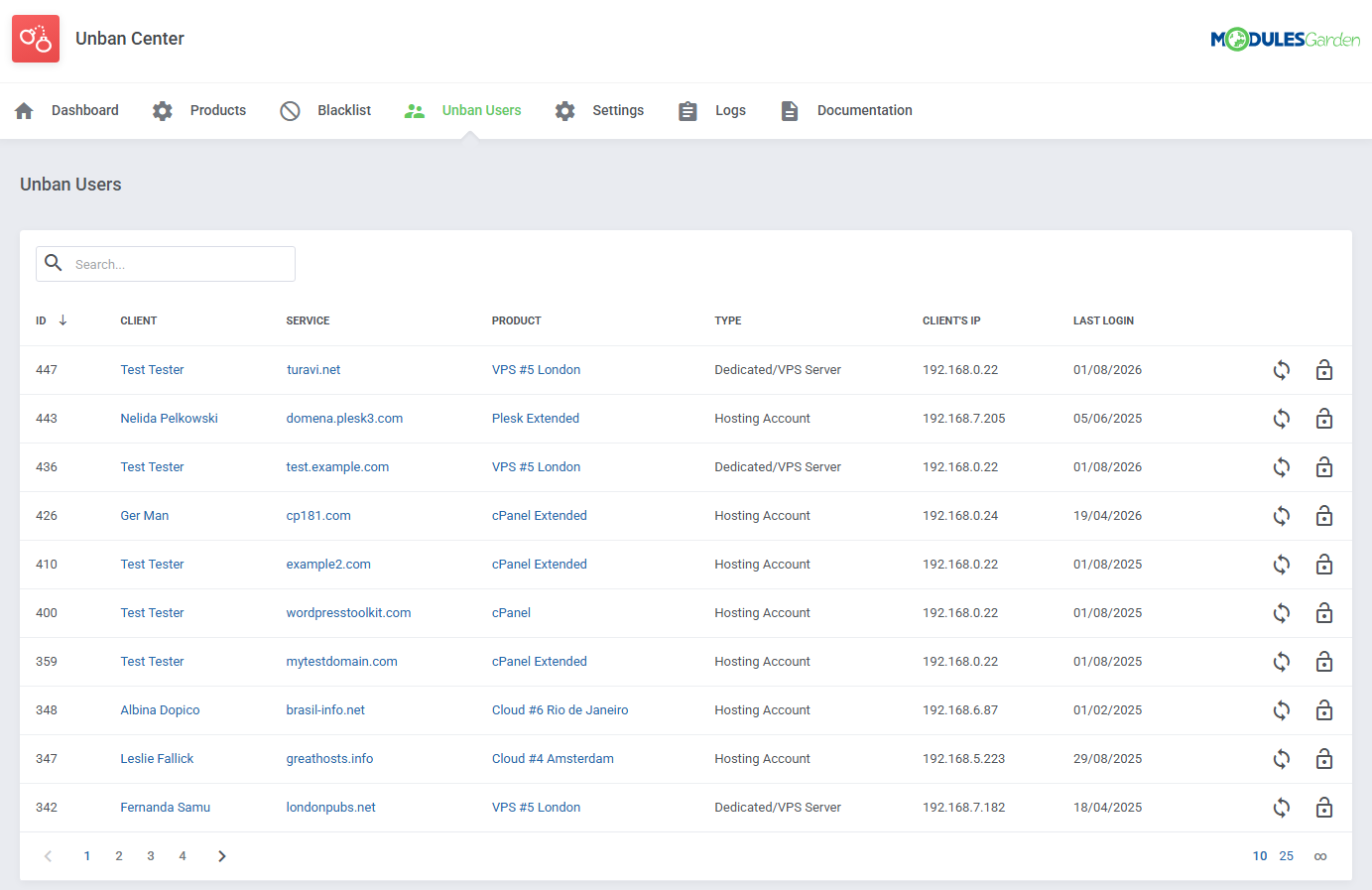 Unban Center For WHMCS: Module Screenshot 13