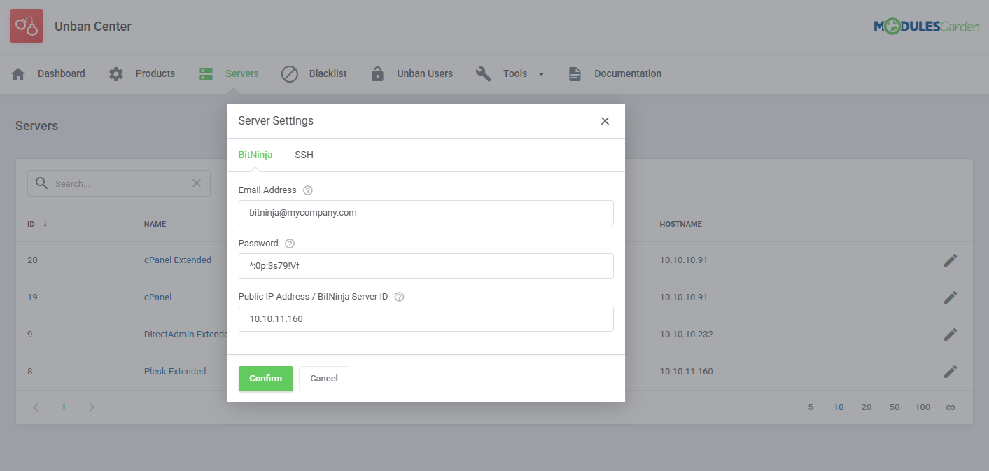 Unban Center For WHMCS: Module Screenshot 10