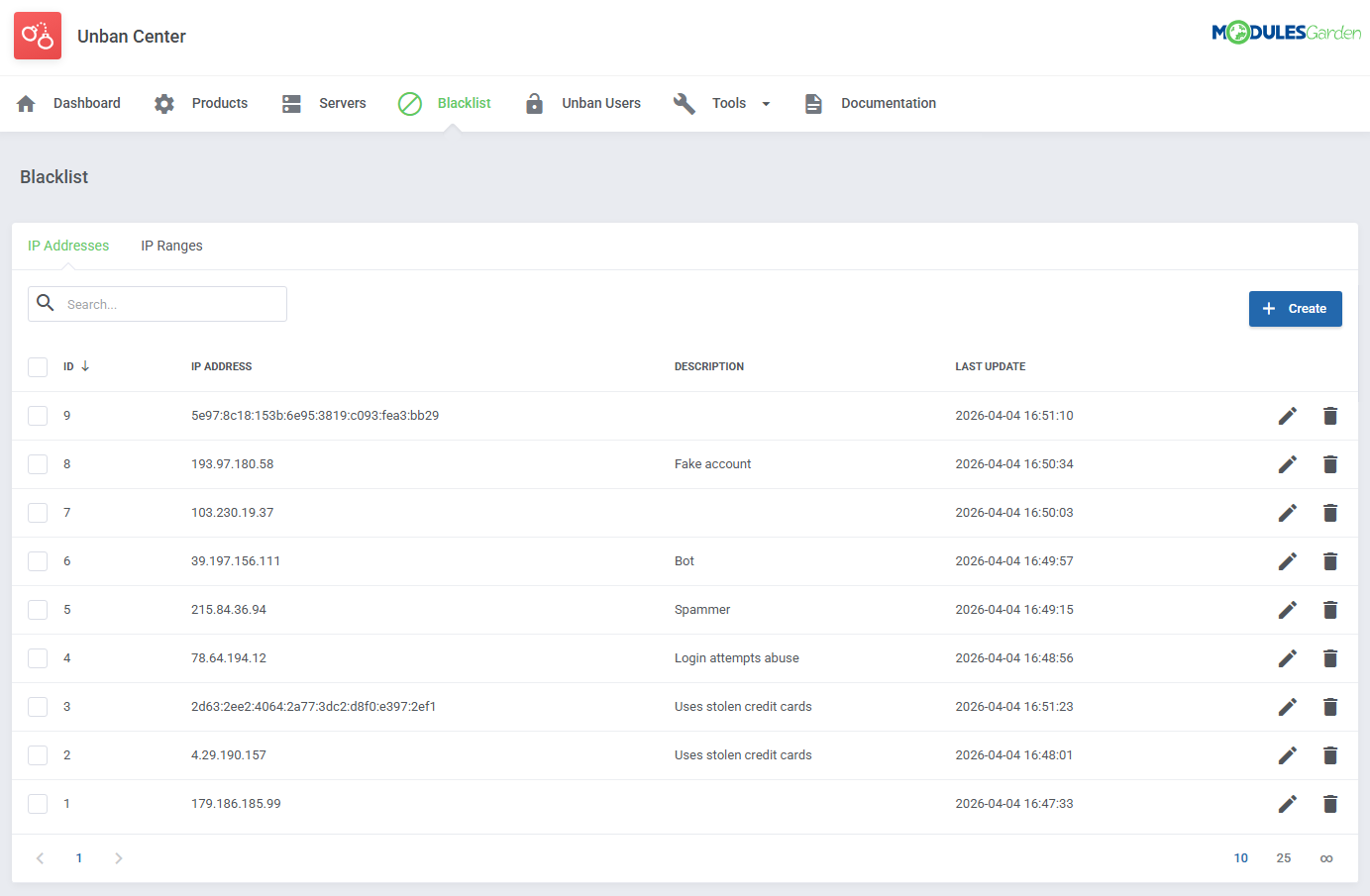 Unban Center For WHMCS: Module Screenshot 11