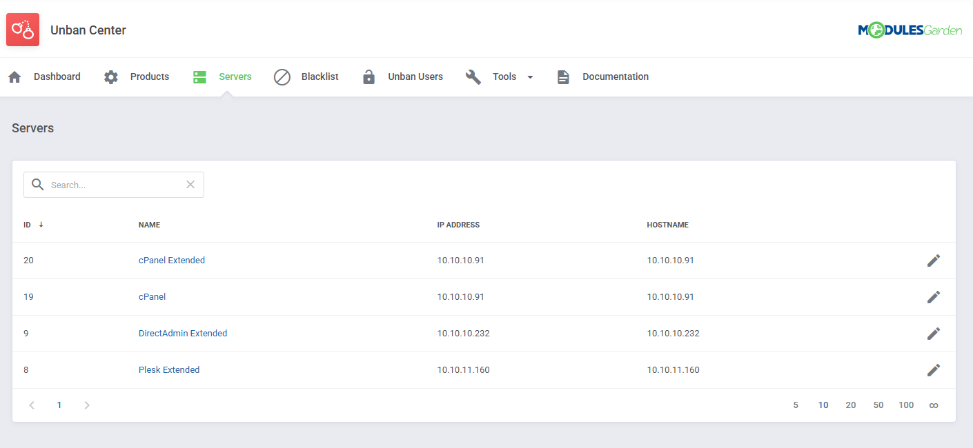 Unban Center For WHMCS: Module Screenshot 9