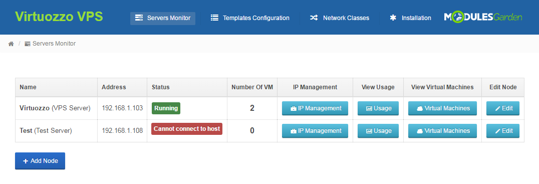 Virtuozzo Hybrid Server For WHMCS: Module Screenshot 13