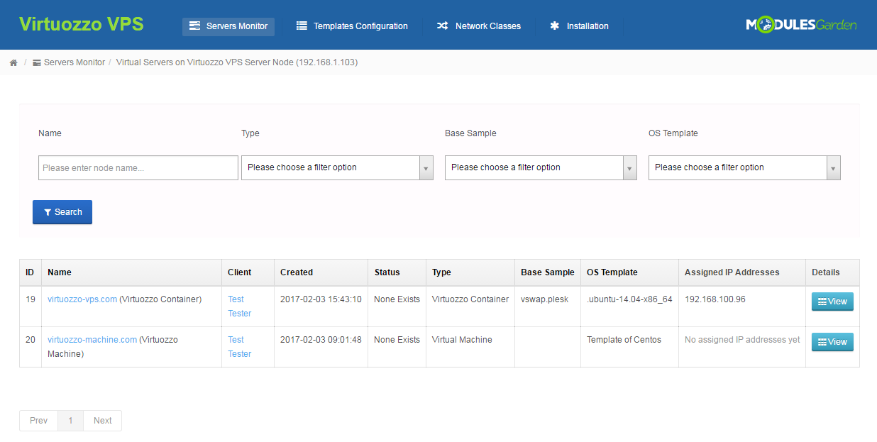Virtuozzo Hybrid Server For WHMCS: Module Screenshot 14