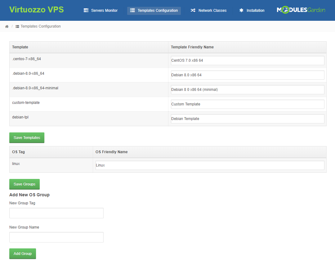 Virtuozzo Hybrid Server For WHMCS: Module Screenshot 17