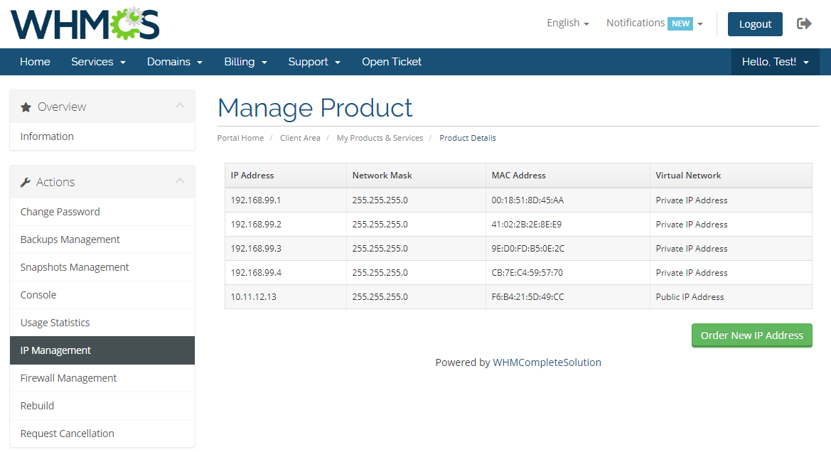Virtuozzo Hybrid Server For WHMCS: Module Screenshot 7