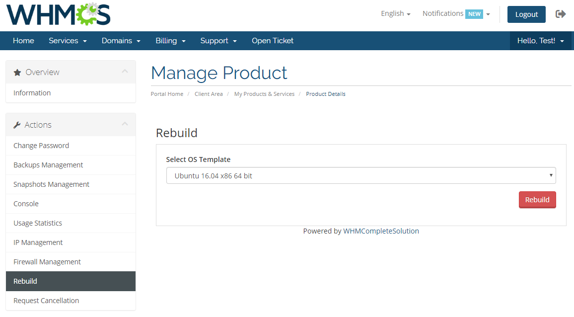 Virtuozzo Hybrid Server For WHMCS: Module Screenshot 9