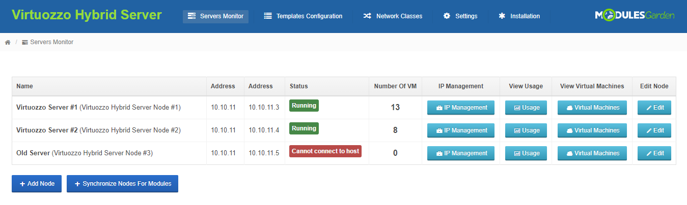 Virtuozzo Hybrid Server For WHMCS: Module Screenshot 13
