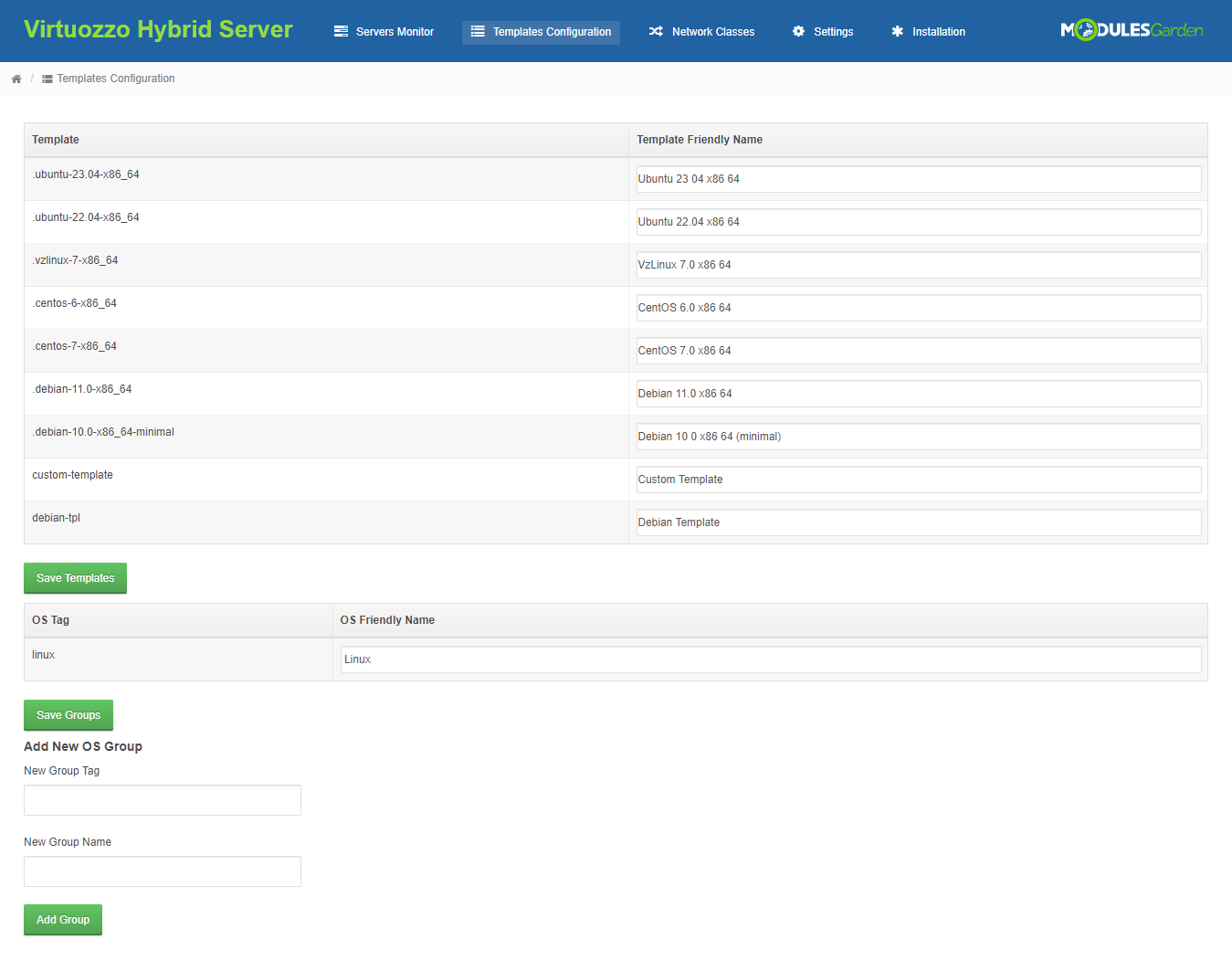 Virtuozzo Hybrid Server For WHMCS: Module Screenshot 17
