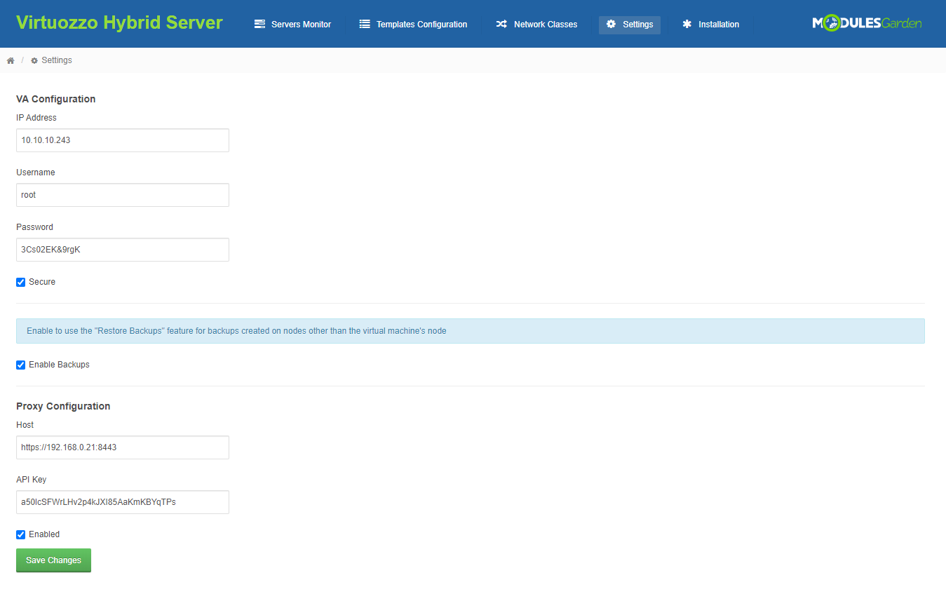 Virtuozzo Hybrid Server For WHMCS: Module Screenshot 19