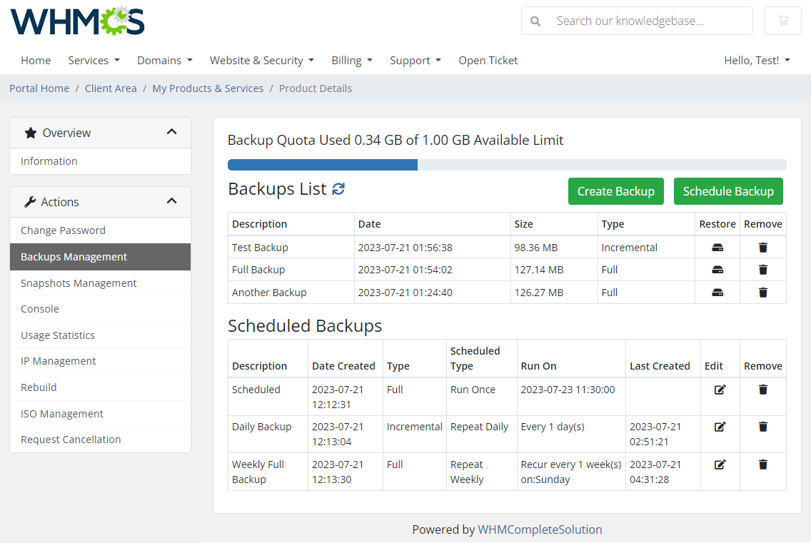 Virtuozzo Hybrid Server For WHMCS: Module Screenshot 3