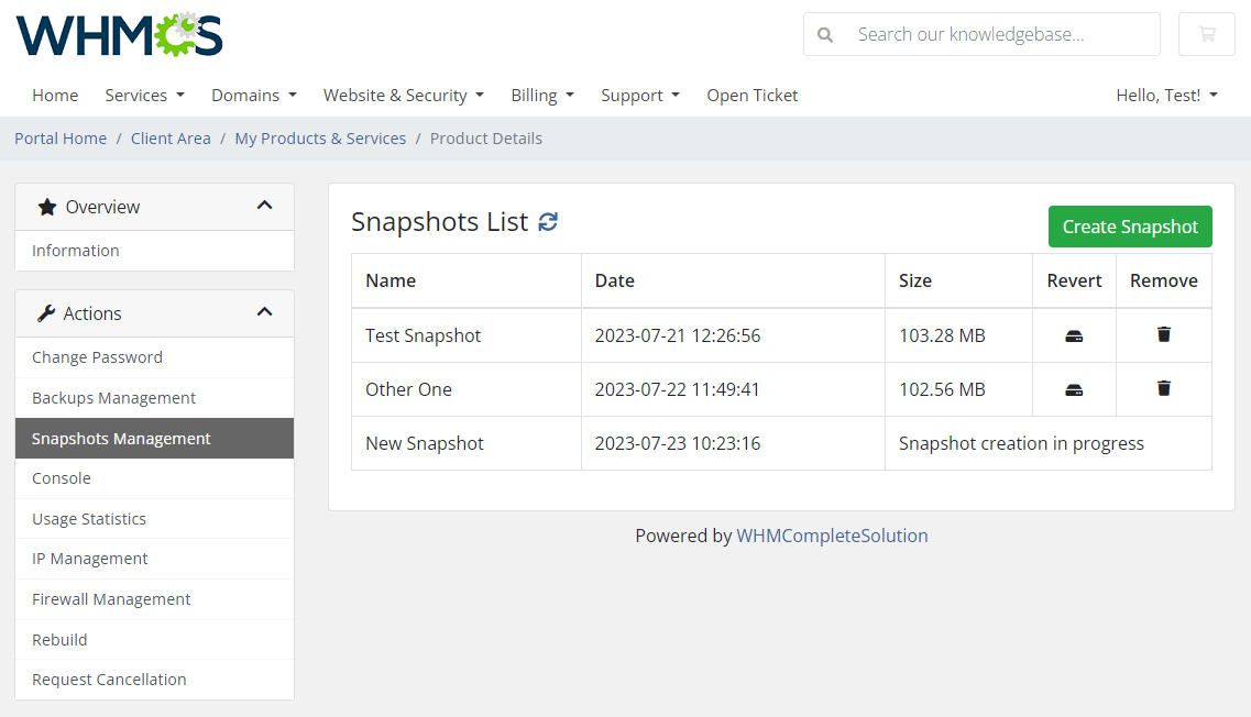 Virtuozzo Hybrid Server For WHMCS: Module Screenshot 4
