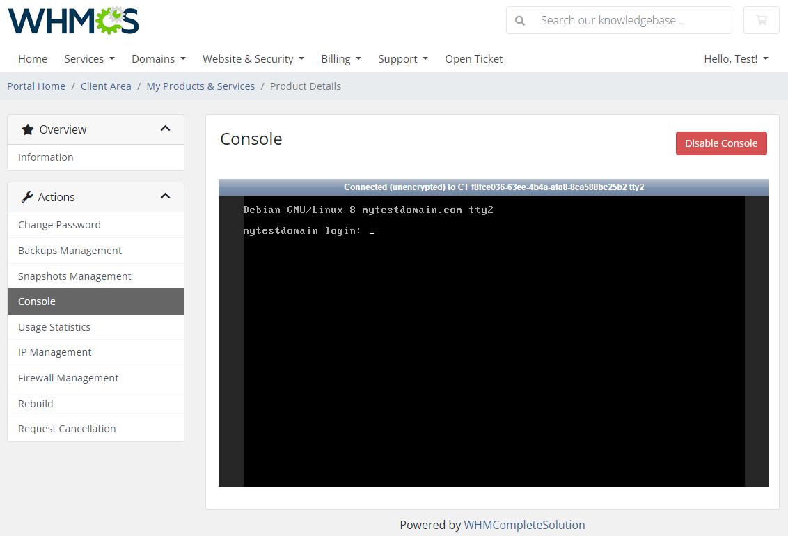 Virtuozzo Hybrid Server For WHMCS: Module Screenshot 5