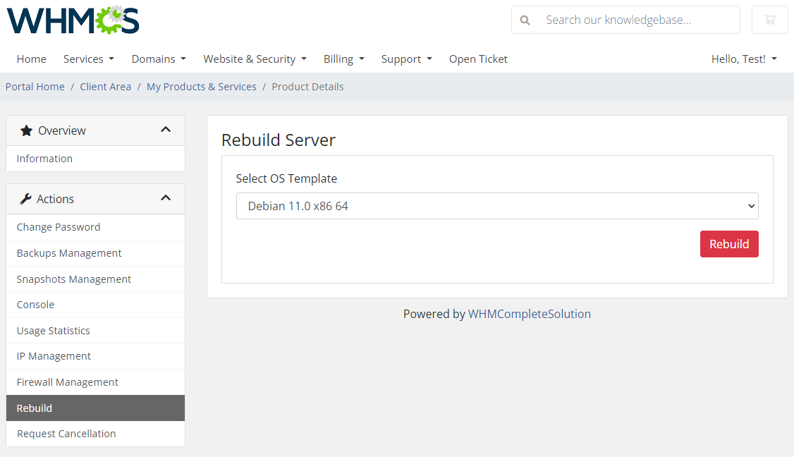 Virtuozzo Hybrid Server For WHMCS: Module Screenshot 9