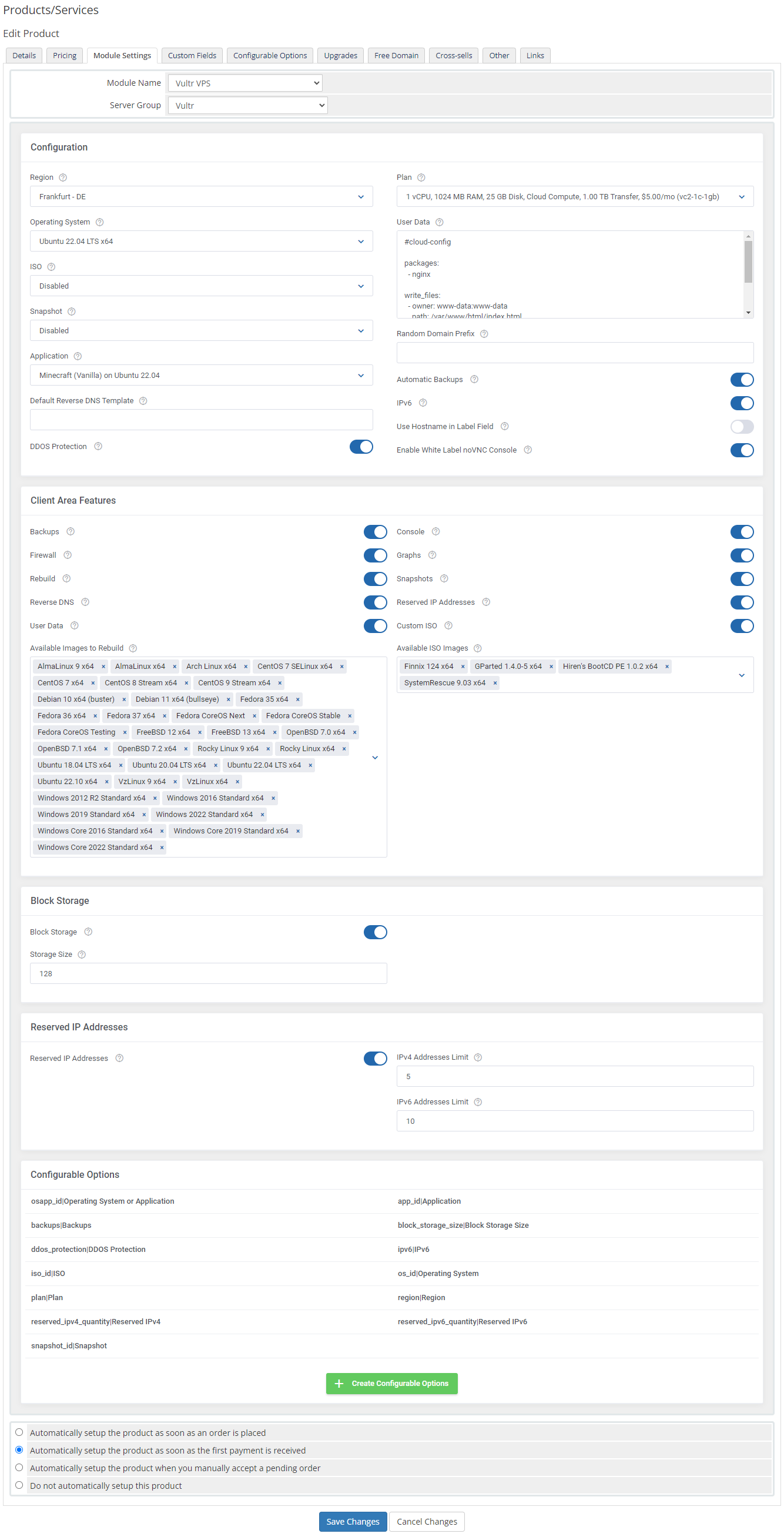 Vultr VPS For WHMCS: Module Screenshot 15