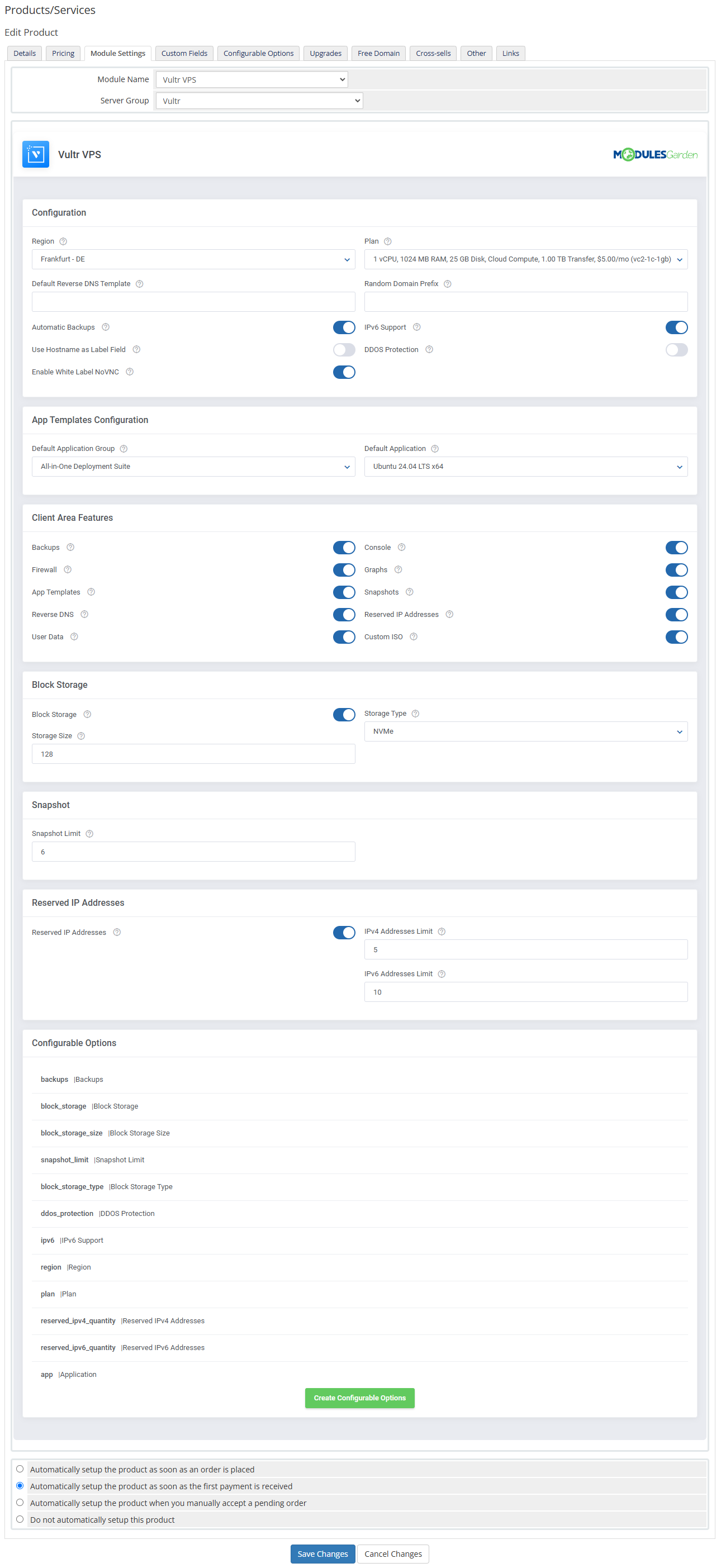 Vultr VPS For WHMCS: Module Screenshot 32