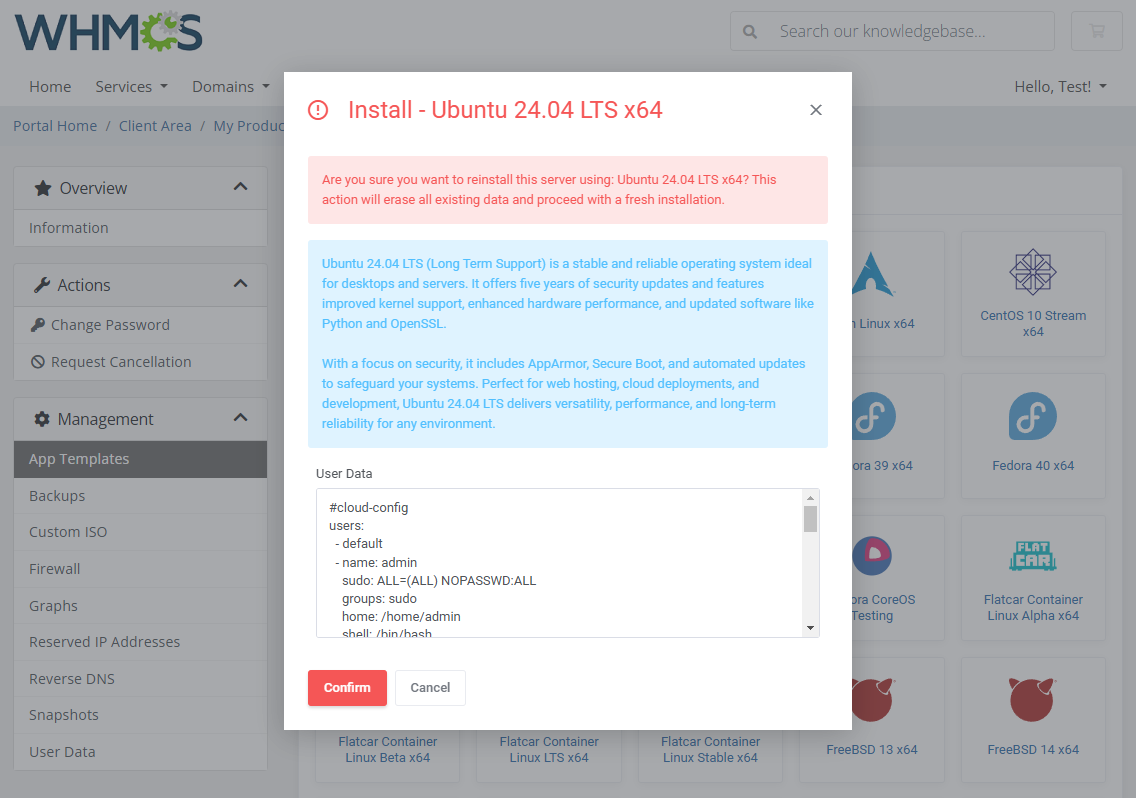 Vultr VPS For WHMCS: Module Screenshot 5