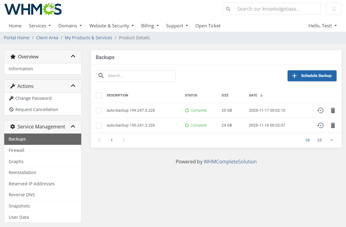 Vultr VPS For WHMCS: Module Screenshot 2