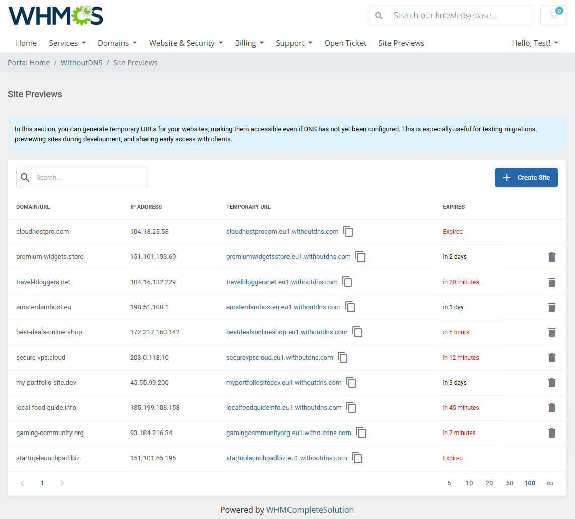 WithoutDNS For WHMCS: Module Screenshot 1