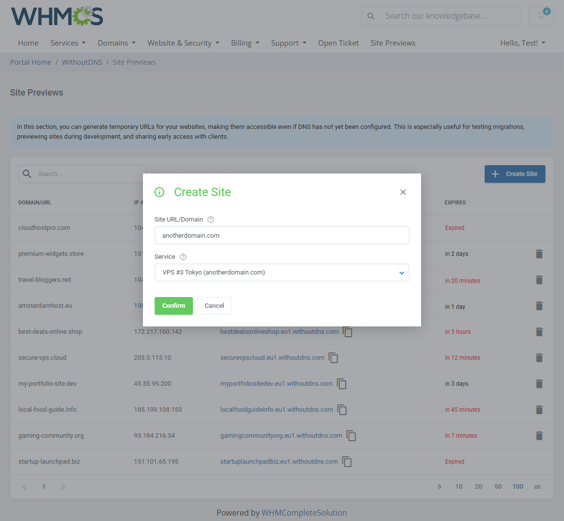 WithoutDNS For WHMCS: Module Screenshot 2