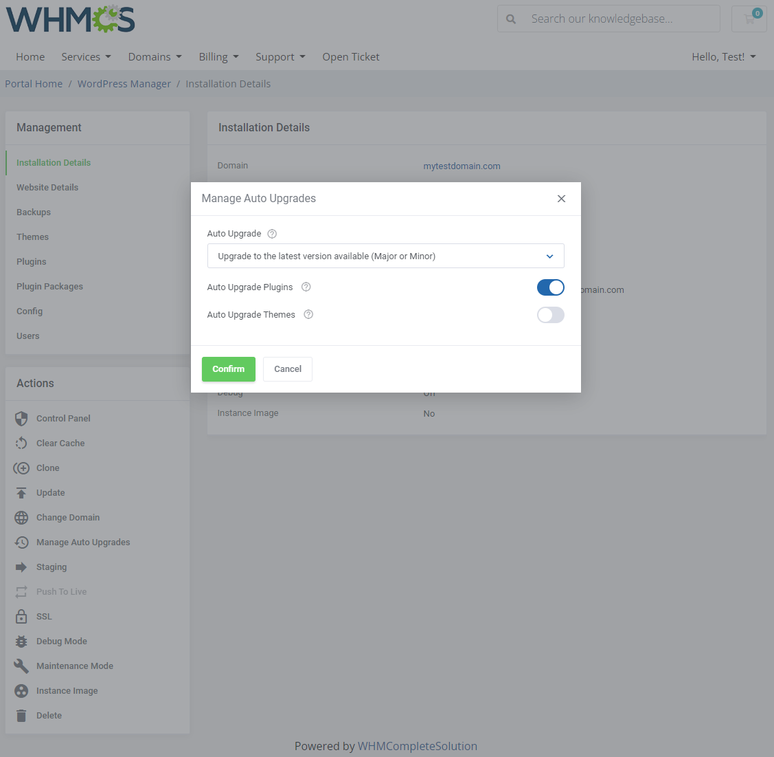 WordPress Manager For WHMCS: Module Screenshot 8