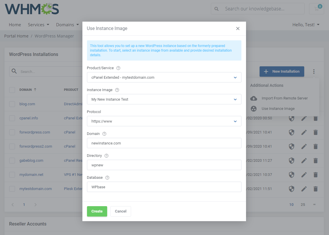 WordPress Manager For WHMCS: Module Screenshot 5