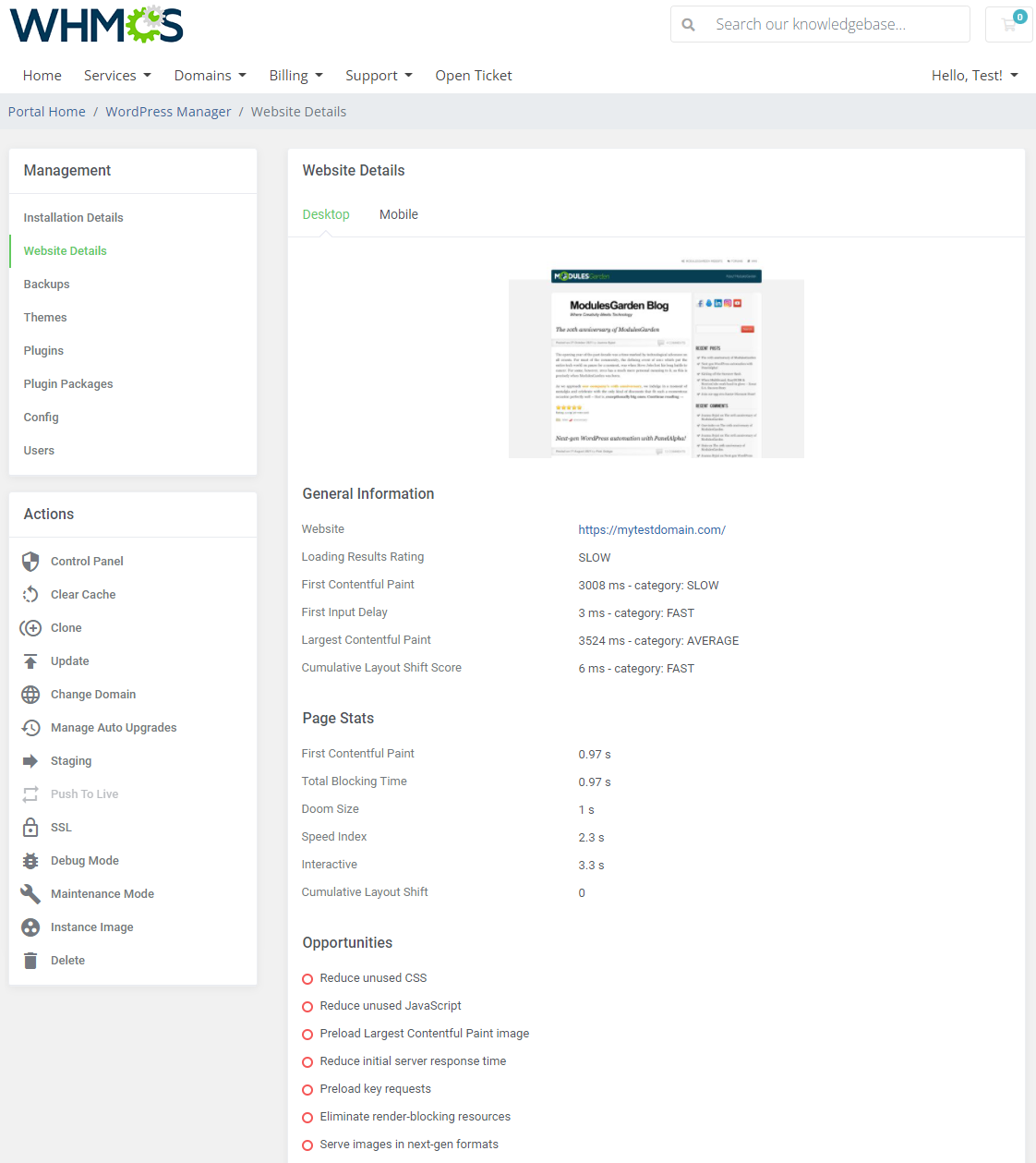WordPress Manager For WHMCS: Module Screenshot 12