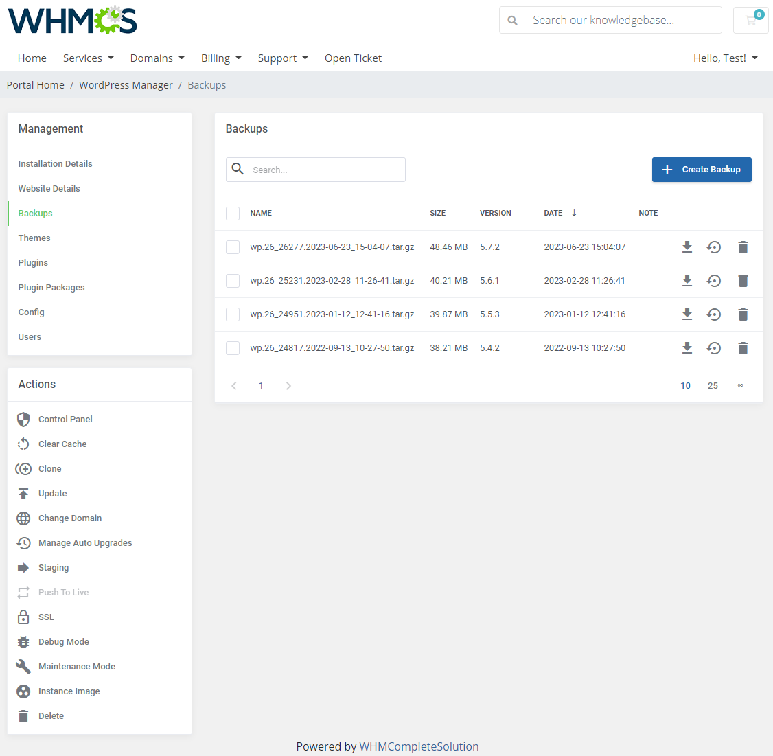 WordPress Manager For WHMCS: Module Screenshot 13